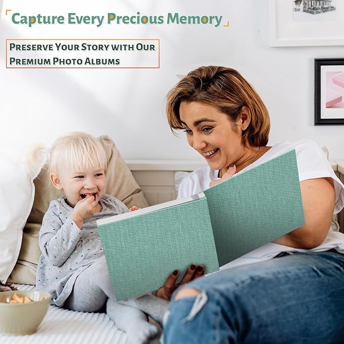 Photo Album Self Adhesive Scrapbook,Large Photo Book for 4x6,5x7,8x10 Pictures,DIY Album for Baby Wedding Family Travel Birthday,with Metallic Pen and Scraper