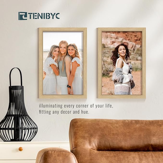 11x17 Picture Frame 3 Pack, Natural Oak Wood Poster Frame, HD Tempered Glass, Wall Hanging