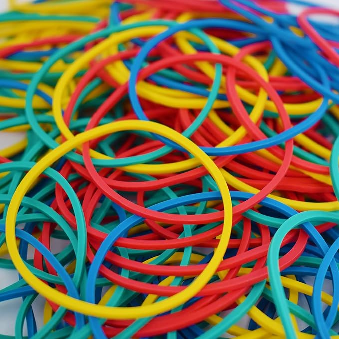 400PCS 50mm Color Rubber Bands - Durable Multi-Color Stretchable Office & Stationery Supplies - 2 Inch