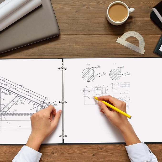 6 Pcs 11 x 17 3 Ring Binders Black 11" x 17" Round Ring Binders Large Folder for Pressboard Presentation, Reports, Proposals, Documents(0.5 Inch)