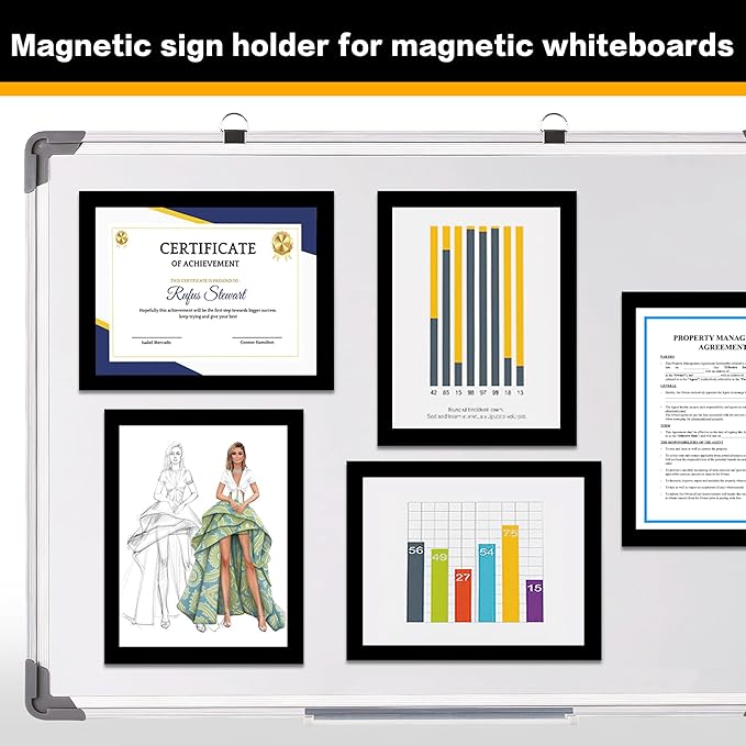 10-Pack Magnetic Sign Holders 8.5 x 11 - Magnetic Frames for Fridge & Metal Surfaces - Document & Paper Display Holders, Picture/Poster/Photo Frames for Home, Office, Classroom