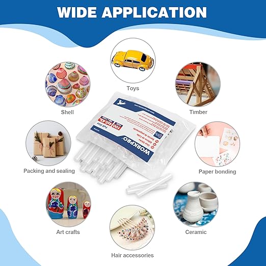 WORKPRO Full Size Hot Glue Sticks, 100-pack, 0.43x4 Inches, Compatible with Most Glue Guns, Multipurpose for DIY Art Craft General Repairs, Home Decorations and Gluing Projects
