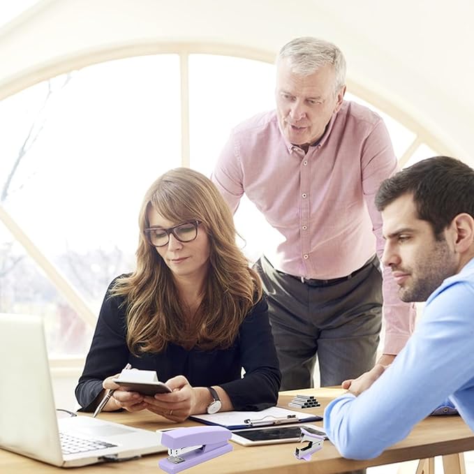 Purple Office Stapler, 25 Sheet Capacity with 2000 Staples and Staple Remover, Desktop Stapler,Purple Office Supplies for Students and Office Clerks