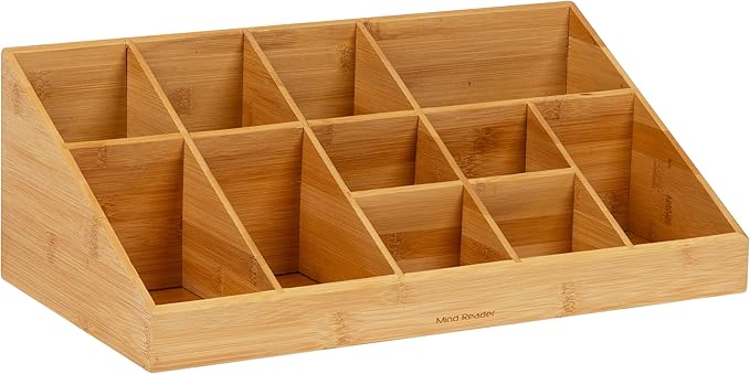 Mind Reader Cup and Condiment Station, Countertop Org, Coffee Bar, Rayon from Bamboo Cup, 18.125"L x 9.5"W x 6.5"H, Brown