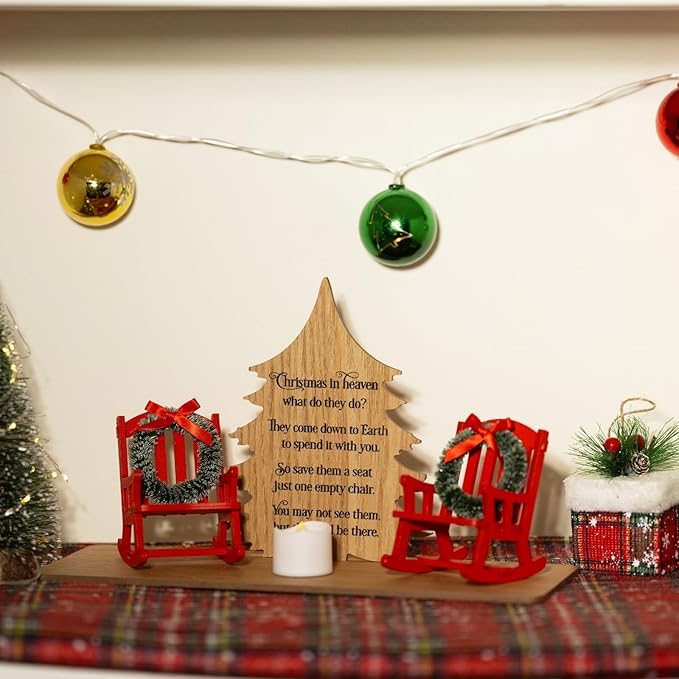 Christmas in Heaven Decoration Gift Christmas Memorial Candle Holders Rocking Chair Ornament Save A Seat Memorial Gift Xmas Decor