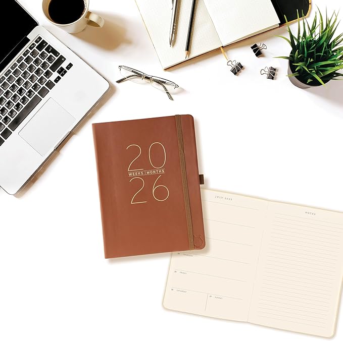 Graphique 2026 Apollo Business Planner | 18 Month Organizer, July 2025 - Dec. 2026 | Weekly & Monthly Spreads | To-Do List & Note Pages | Pen Loop | Vegan Leather | Classic Brown | 6” x 8”