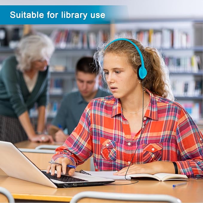 Yunsailing 30 Pack Class Set Headphones for Students Bulk School Headsets Earphones with 3.5mm Jack Classroom Must Haves Teacher Supplies for Adults Laptop Computer(Lake Blue)