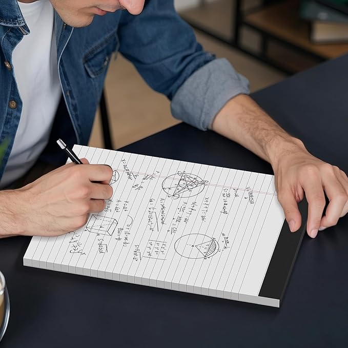 2-Pack Professional Legal Pads 8.5x11 Inches, Wide Ruled White Paper Perforated - 50 Sheets per Pad, Durable for Office, School & Legal Use