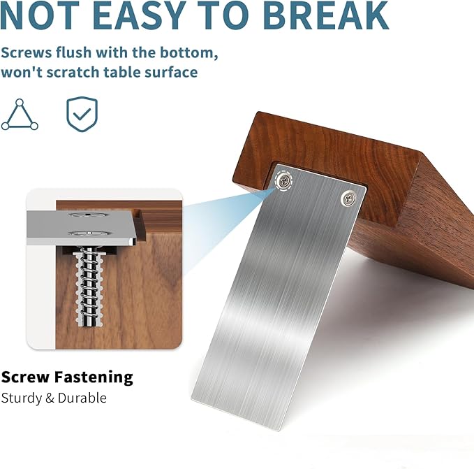 Walnut Book Ends for Shelfs, Solid Heavy Duty Book Ends for Heavy Books, Large Decorative Bookends with Stainless Steel Base to Hold Heavy Books-Set of 2 (Large)