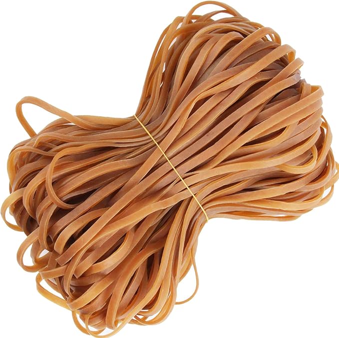 AMUU Rubber Bands 50 Pieces Trash Cans Elastic Rubber Band for Office Supplies File Folders Cat Litter Box Size 8 inches Rubbers Bands Large (Yellow)