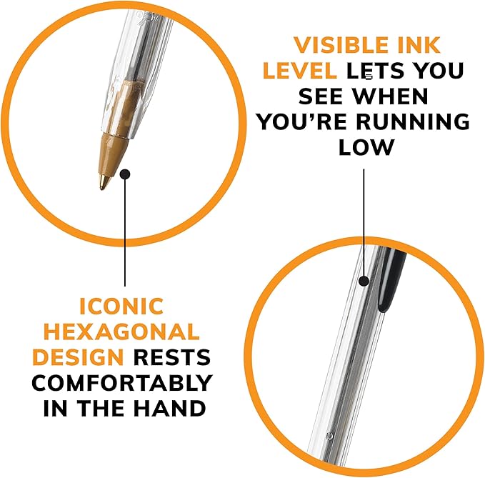 BIC Cristal Xtra Smooth Black Ballpoint Pens, Medium Point (1.0mm), 500-Count Box, Extra Smooth and Reliable Ballpoint Pens