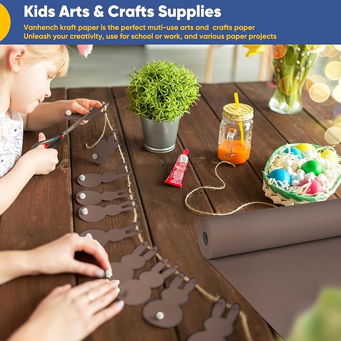 Vanhench 17.5"×963" (80/1/4FT) Wrapping Paper, Chocolate Brown Art Craft Paper Roll for Men Boys, Fathers Day Gift Wrapping Bouquet Flower Kraft Paper, Bulletin Board Paper