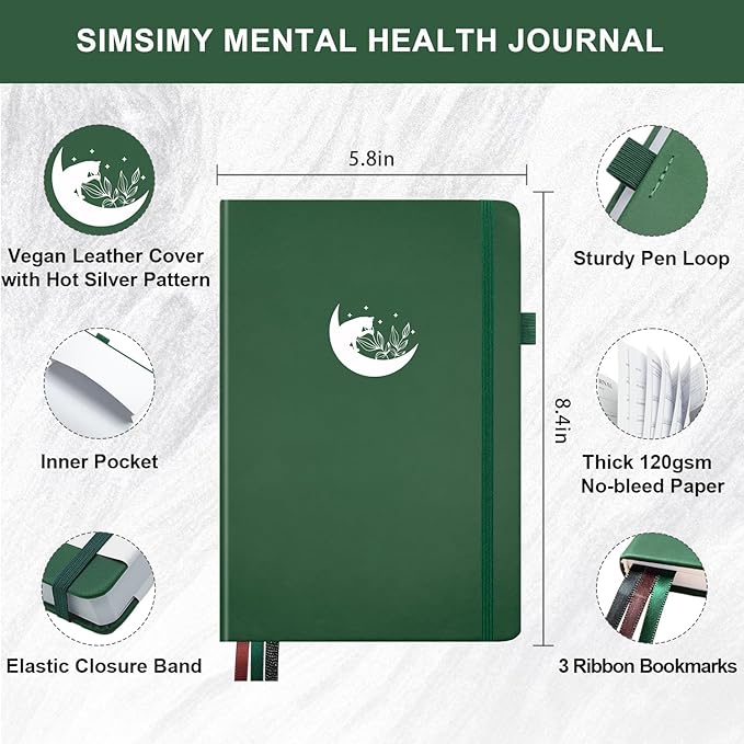 Mental Health Journal, 91-Day Self Care Journal for Women Men, Guided Anxiety & Stress Relief Journal with Mood Tracker, Cognitive Behavioral Therapy Journaling with Mental Health Coloring Pages & Dream Log