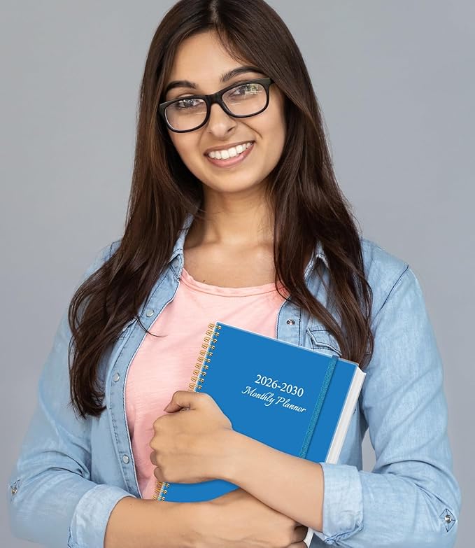 2026-2030 Monthly Planner - 60 Month PLanner Calendar from January 2026 to December 2030, 5 Year Planner 2026-2030 with Flexible Cover, Inner Pocket, Perfect for Home | School | Office, 8.5" x 11", Blue