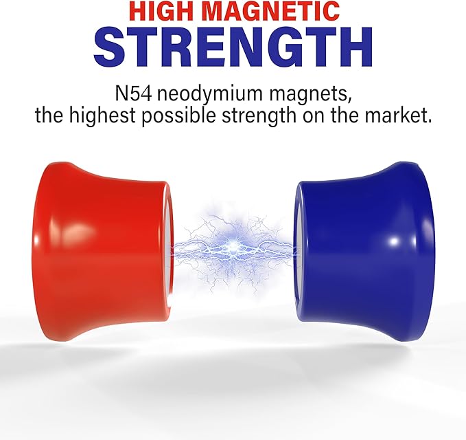 Strong Magnets for Whiteboard, Glassboard and Fridge (Red, 8 Pack, Small). N54 Neodymium Rare Earth Heavy Duty Magnets for Home and Office Supplies.