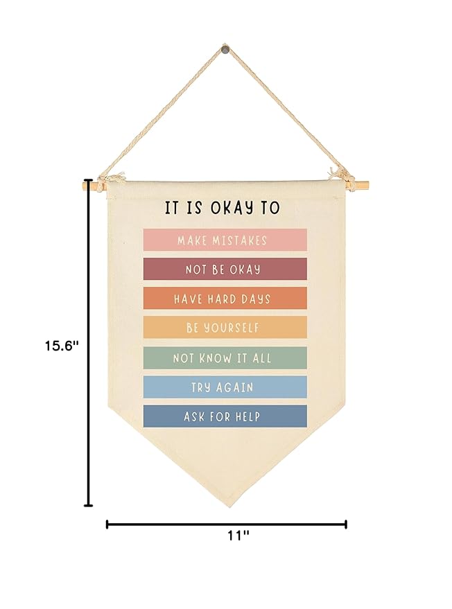 Classroom Quotes Decor-Classroom Educational Wall Art-Be Yourself-Flag Decor Gift for Kids,Boys,Girls - Banner Wall Sign Gifts for Teaching Room,Playroom,Bedroom,Front Door-It's Okay to Not be Okay