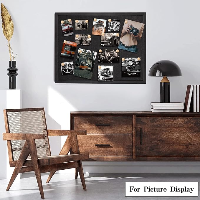 Miratino Large Bulletin Board, 23 "x17 Black Cork Boards for Walls with Frame, Pin Display Board Vision Board for Home School Office Decor