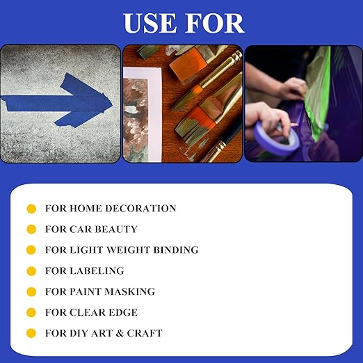 Professional Painters Tapes 2 Inch Wide (1.88 in x 60.1 Yds x 6 Rolls =360.6 Yds), Blue Masking Tape, Paint Paper Tape, Protects Surfaces, No Residue, Painter's Tape for Wall Painting, Canvas Edging