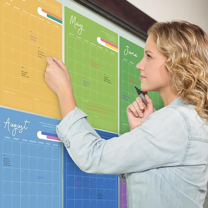 Ospelelf Undated Wall Calendar Dry Erase 12 Month, 12" x 17" Laminated Calendar Monthly Office Calendar 2025, 12 Sheets