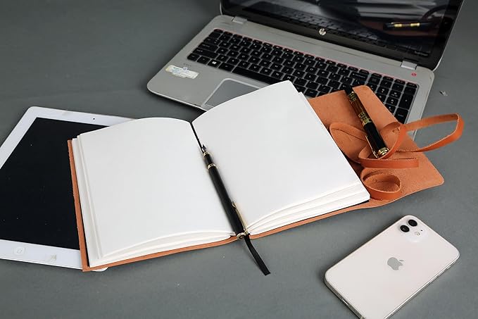 Handmade Leather Journal | Writing Notebook Diary | Bound Daily Notepad For Men & Women Unlined Paper Medium, Writing Pad for Artist, Sketch