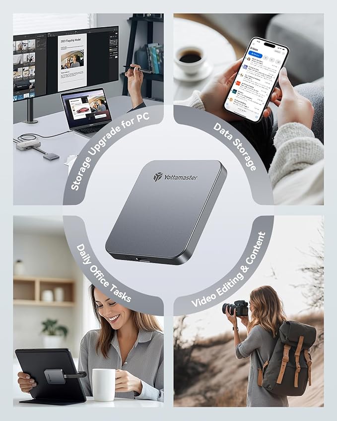 Yottamaster 512GB Magnetic External SSD, Up to 2000MB/s USB 3.2 Gen 2x2 Portable Solid State Drive, Supports 4K ProRes HDR Compatible with iPhone 16/15 Pro Max, Smartphone, Tablet, Laptop