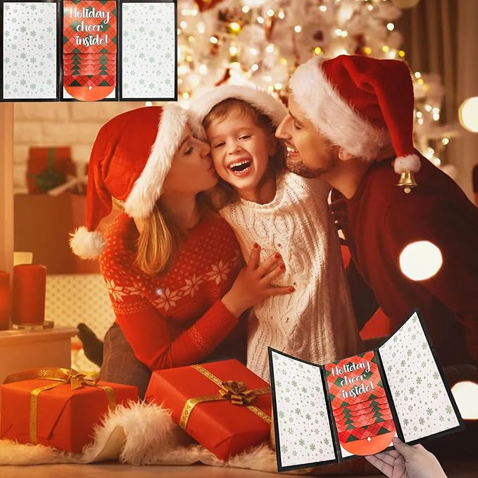 3Pcs Handmade Waterfall Christmas Gift Card Booklet, Money Envelopes for Cash, Pull-out Design Merry ChristmasCards DIY Giftcard Booklet, Holiday Party Christmas Gifts Card Book Supplies