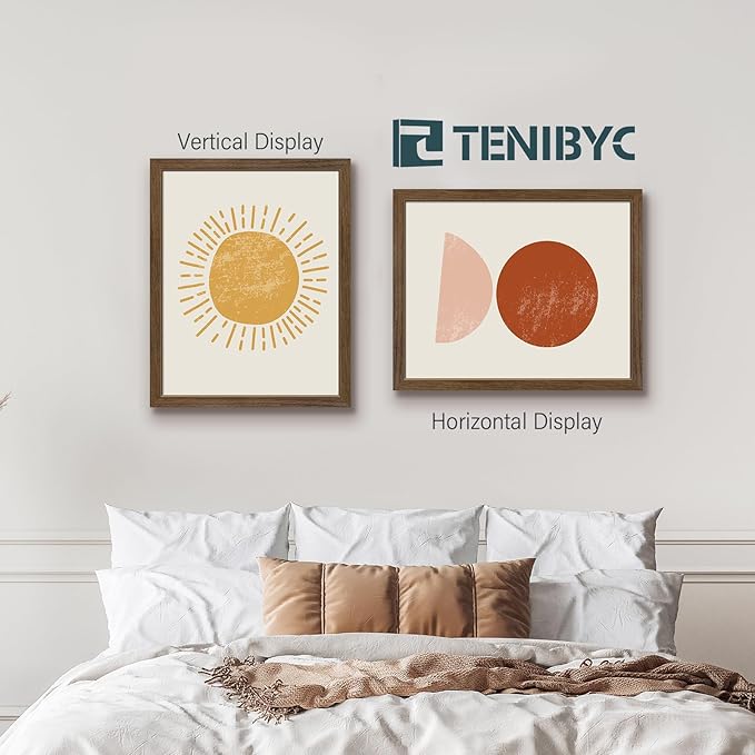 16x20 Picture Frame Set of 3 - Brown Woodgrain, Wood Poster Frame, HD Tempered Glass, Wall Gallery Hanging