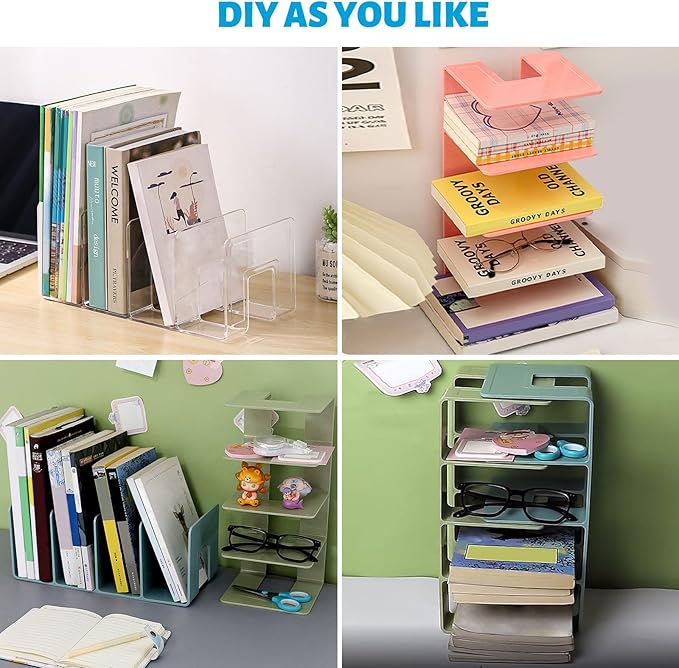 SAYEEC Acrylic File Sorter, Clear File Holder Acrylic Desk Organizer, Sturdy Desktop Files Organizer Files Folder Holder Rack for Envelopes Mail Letter Paper Notebook Electronics (2)