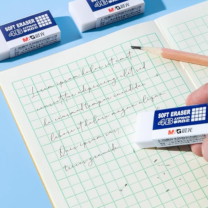 M&G 30 Pack Large Erasers Pencil Erasers, 4B White Rubber Eraser Rectangular Bulk for Kids School Students Office, Art Erasers for Drawing