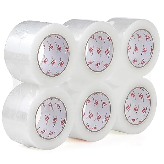 BOMEI PACK 3" Heavy Duty Packing Tape - 3 inch x 110 Yards, 2.4 mil Thick, Clear 3 Inch Wide Package Tape 6 Rolls, Total 660Y for Shipping, Mailing, Moving & Storage