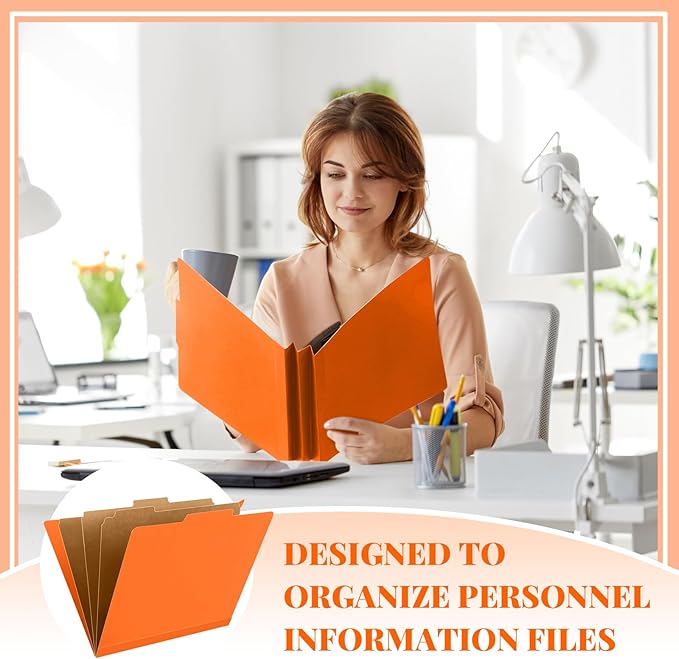 Skyygemm 24 Pcs Classification Folders Letter Size, 3 Divider Pressboard File Folder with Fasteners, Expanding File Organizer Bulk for Teachers, Clergy, Office, Church, Christmas Donations (Orange)