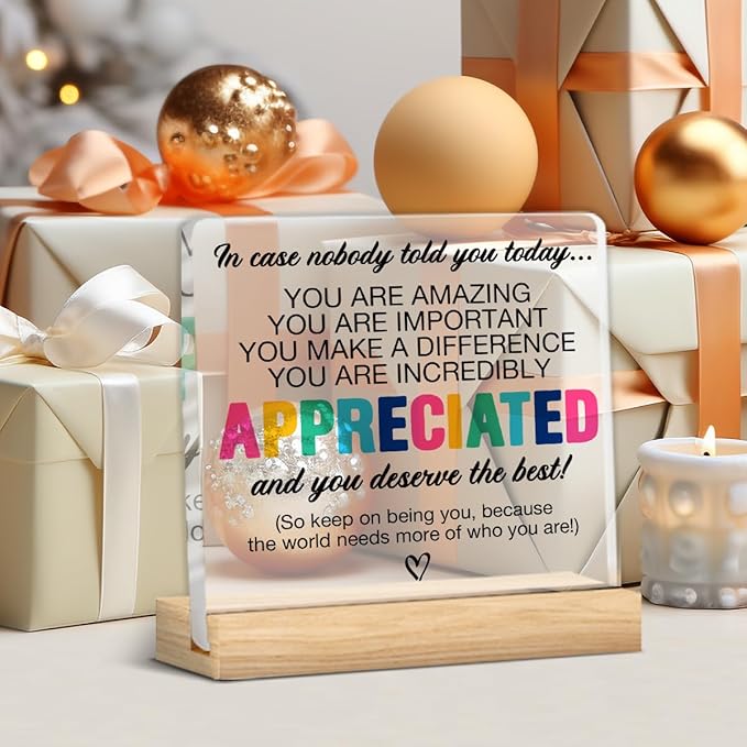 Thank You Appreciation Gifts for Colleague Coworker Boss Teacher, Inspirational Gifts for Women Men, Affirmation Gifts You Are Incredibly Appreciated Acrylic Desk Sign Decor