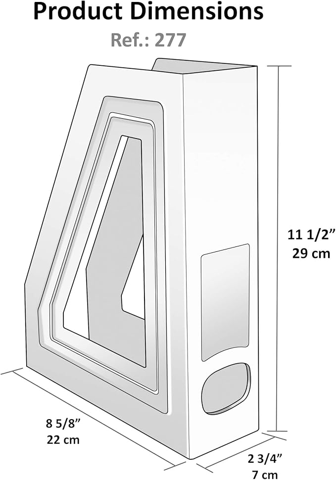 Acrimet Magazine File Holder, Durable Rack, Space-Saving Organizer (Plastic) (White Color) (2 pack)