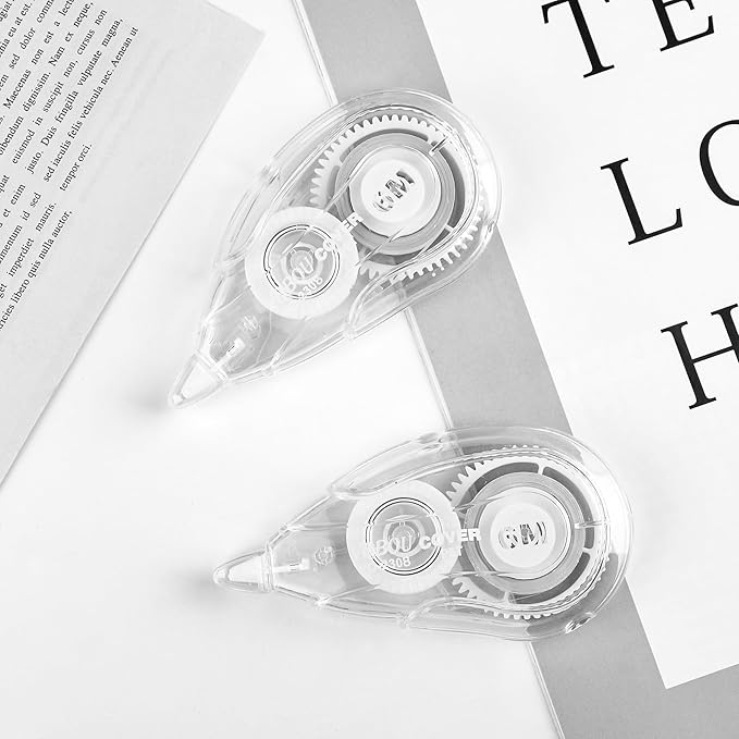 White Correction Tape Dispenser, Easy To Use Applicator for Instant Corrections, For school, Office (12pack, 6M/256, Tape Width 0.2in)