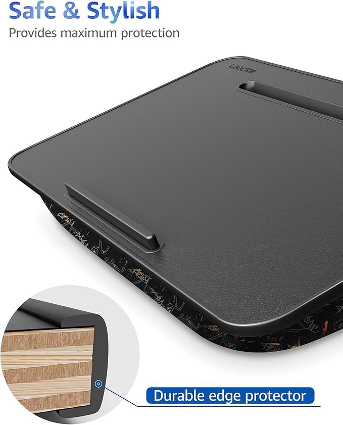 Lap Desk - Portable Laptop Stand & Desk, Fits Up to 17.3 in, Washable Cushion, Built-in Phone Holder & Mouse Pad - Gaming, Eating, Writing, Working on Bed, Couch,Floor - L.DOCTOR(Large, Joysticks)