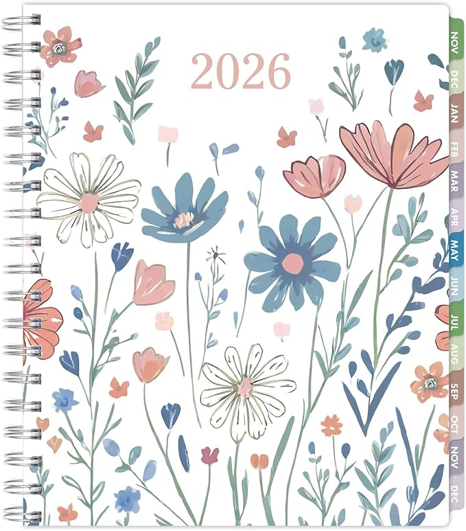 Essential PRO 2026 Daily, Weekly & Monthly Planner, 7"x9": 14 Months (Nov 2025 - Dec 2026) Monthly Tabs,Daily Tracking,Notes Pages,Storage Pocket,Bookmark w Sticky Notes (Colorful Botanicals)