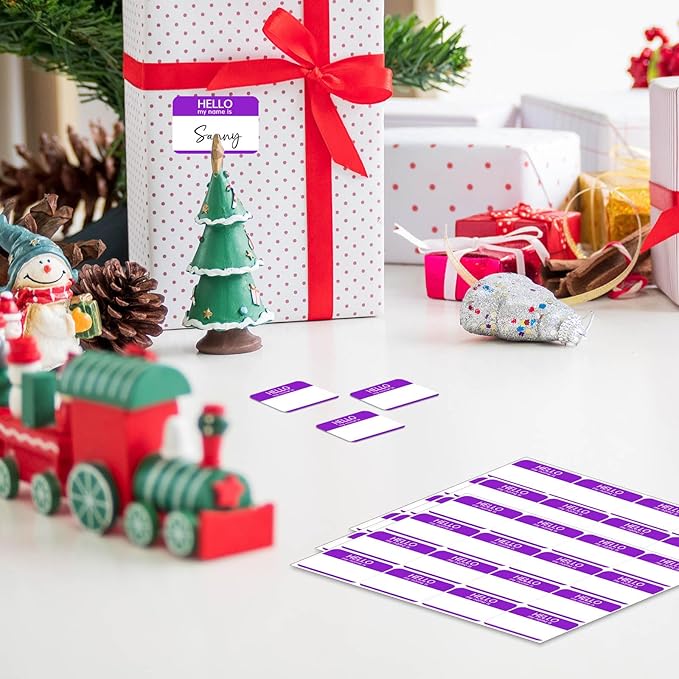 Zacool 480 Pcs Purple Hello My Name is Name Tags, 3" x 2" Custom Paper Labels for School, Office, Party