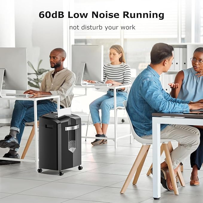 Bonsaii 12-Sheet Micro Cut Shredder, P-4 Security Level, Shreds Paper, CD, Credit Card, Mail, Staple & Clip - 60 Min Continuous Use, Jam-Proof System, 4.2 Gal Pullout Bin