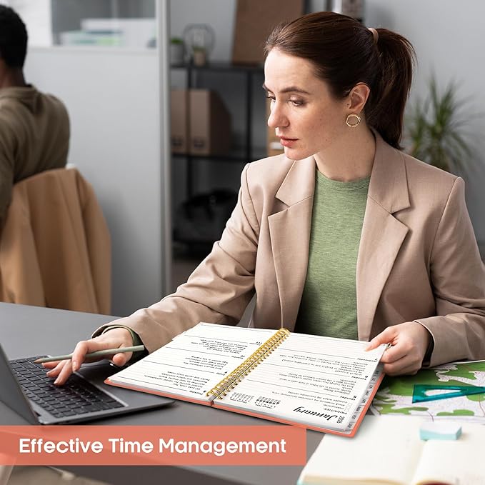 2026 Planner, Weekly and Monthly Calendar Planner, January 2026 - December 2026, Hardcover 2026 Calendar Planner Book with Tabs For Women & Men, Inner Pocket, Spiral Bound, Perfect for Office Home School Supplies - A4 (8.5" x 11"), Coral