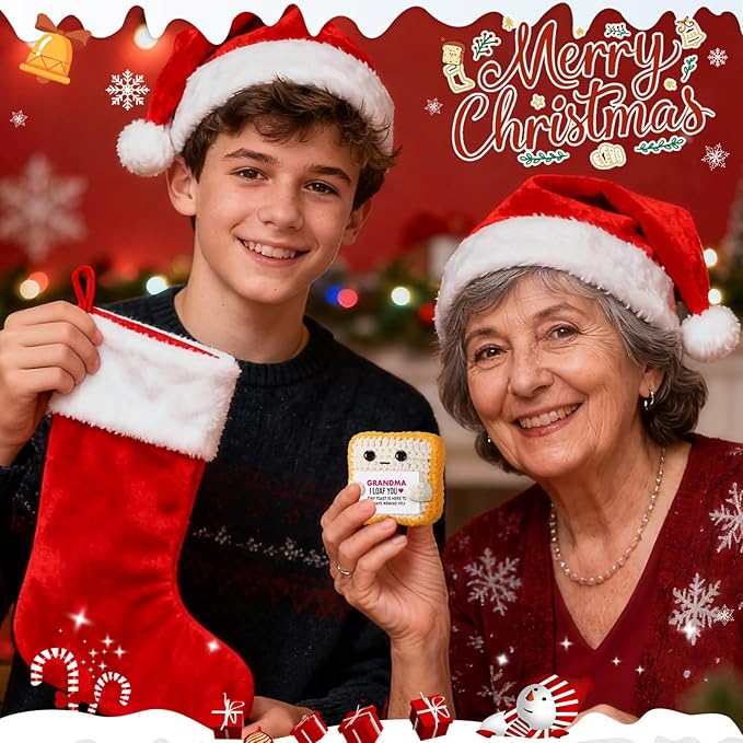 Gifts for Grandma from Granddaughter, Grandson - Funny "I Loaf You" Crochet Toast - Unique Mothers Day, Birthday, Christmas Gift for Grandma, Nana, Gigi - Cute Keepsake & Décor