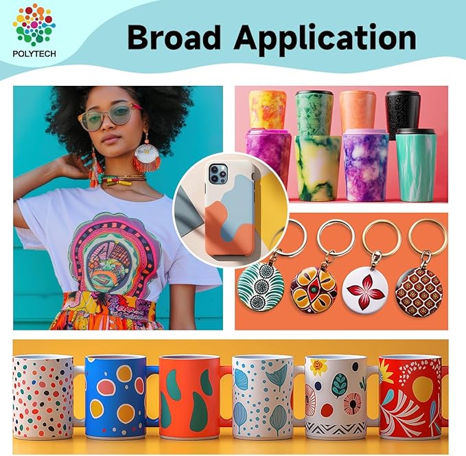 Polytech Sublimation Paper, 8.5x11, 50 Sheets, Heat Transfer Paper for All Sublimiation Blanks, For All Sublimation Printer and Ink, For Tumblers, Magnet Blanks, Ceramic Ornaments, Light T-Shirt,125G