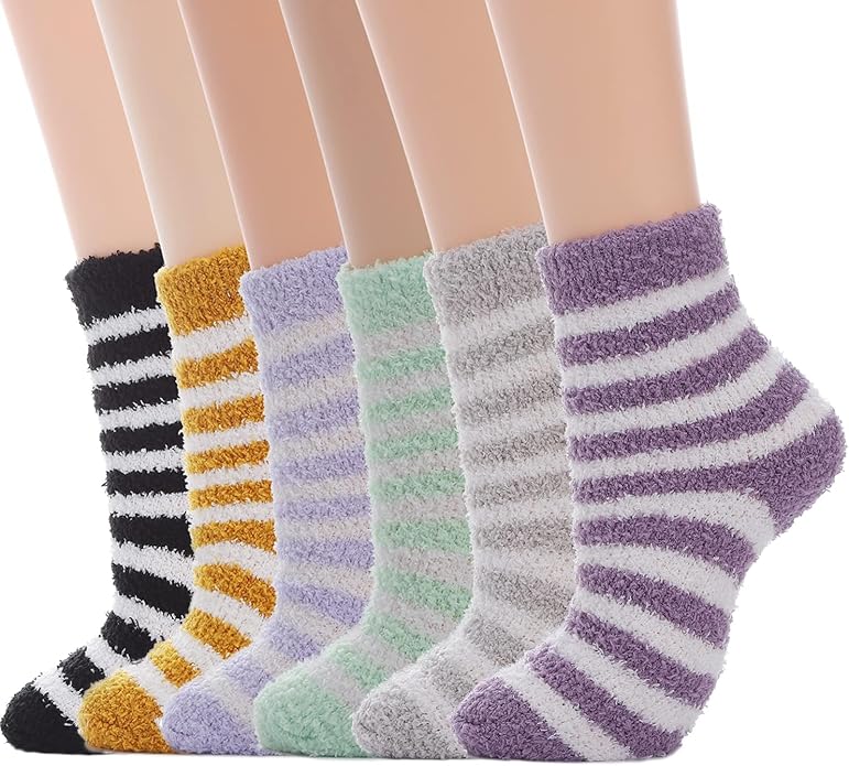 Womens Fuzzy Socks Microfiber Soft Cozy Warm Slipper Sleeping Winter Sock Fluffy Cabin Plush Stocking Stuffers