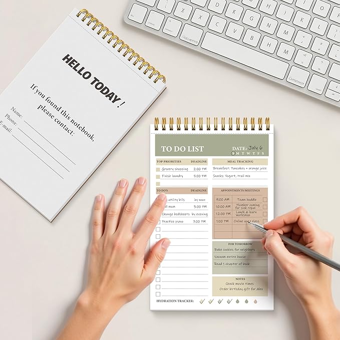 HAUTOCO 3 Packs to Do List Notepad, A5 to Do List Notebook for Work Undated Tear Off Daily Planner Notepad Task Checklist Organizer for Home Office School, Totally 312 Pages