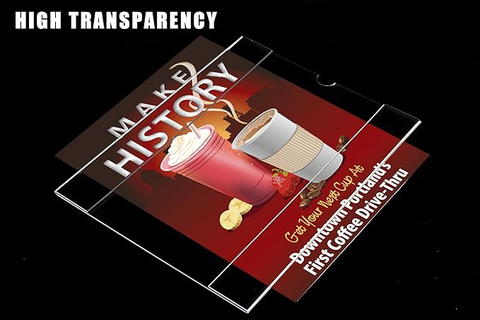 6pack Acrylic Wall Sign Holder with Tape,8.5 X 11 Wall Mount Clear Plastic Sign Holder, Horizontal Memo Document Menu Holder for Restaurant, Office, School, Store and Home Use,No Drilling