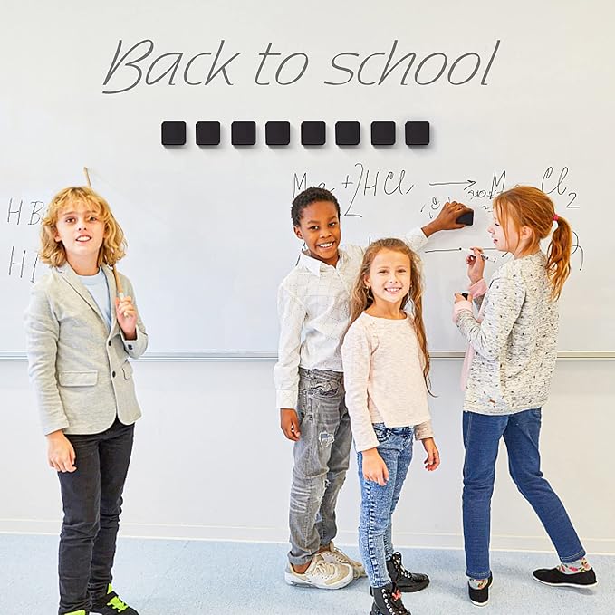 Dry Erase Erasers, IHPUKIDI 48 Pack Magnetic Whiteboard Dry Eraser Chalkboard Cleansers for Classroom, Home and Office (Black 2 x 2 Inch)