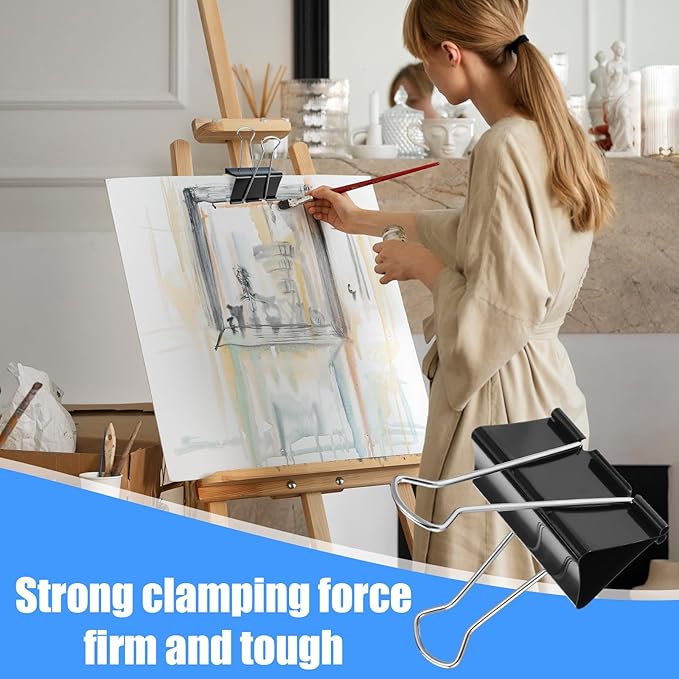 20 Pack 3 Inch Jumbo Binder Clips, Heavy Duty Extra Large Paper Clamps for Office, Home, Document Organization, Black