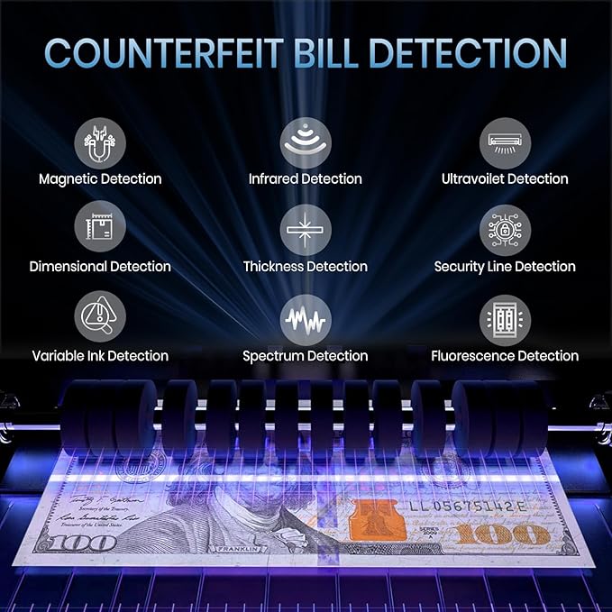 Pro 5500 Money Counter Machine, Mixed Denominations, Professional Value Counting, Counterfeit Detector, Fast & Accurate Cash Counter with 2 Year Warranty