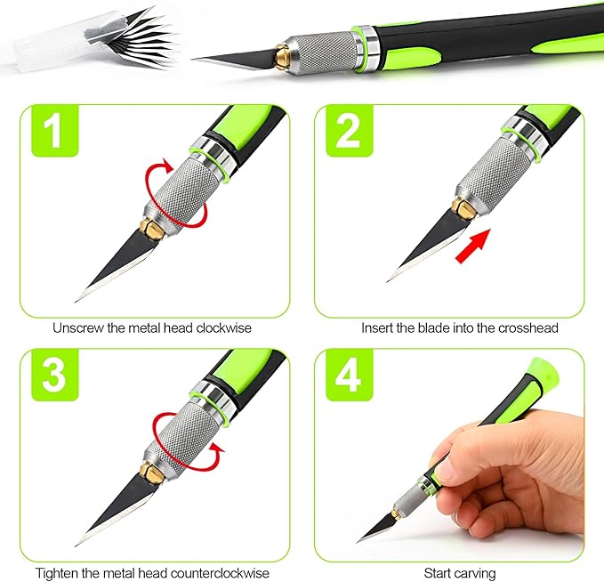 EHDIS Precision Hobby Knife Set Utility Craft Knife Kit with 10PCS Blades for Art, Working-Stencil, Scoring, Scrapbooking, Architecture Modeling, Crafting (Green)