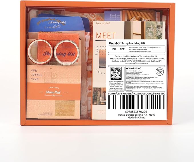 Funto Scrapbooking Kit(155 PCS), Warm Mail Series-Until Sunset, Perfect for Bullet Scrapbooking Materials, Planner DIY Arts Craft Collage