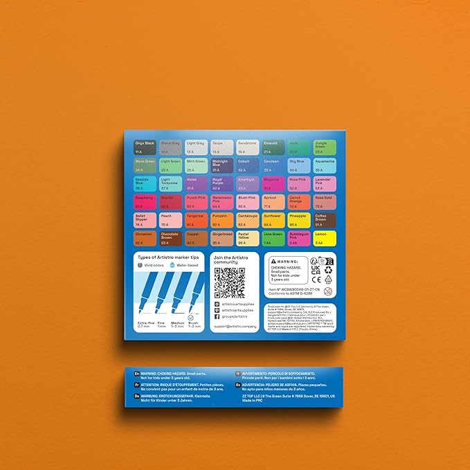 ARTISTRO 48 Watercolor Markers with Flexible Paint Brush Pens for Pros & Beginners - Consistent, Smooth, Bright, Washable, Non-Toxic, Ideal for Coloring, Calligraphy, & Manga